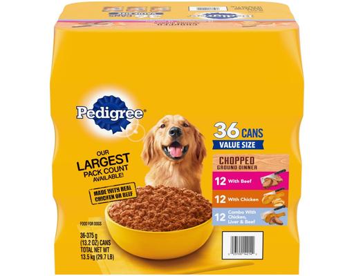 Chopped Ground Dinner, Variety Pack, 13.2 oz., 36 count Pedigree