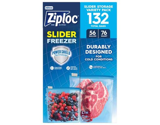 Slider Freezer Bags, Variety Pack, 132 count Ziploc