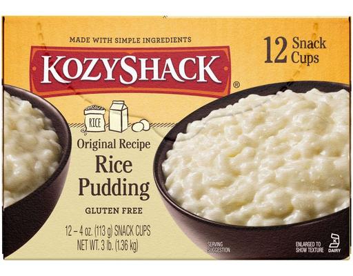 Rice Pudding Original Recipe Snack Cups 12 count Kozy Shack