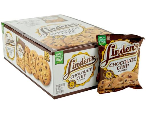 Chocolate Chip Cookies, 1.8 oz., 18 pack Linden's