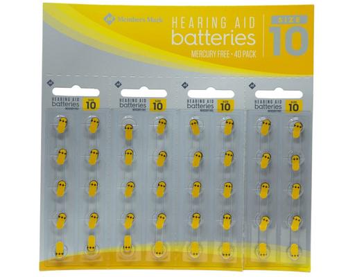 Size 10A Hearing Aid Batteries, 40 Count Member's Mark