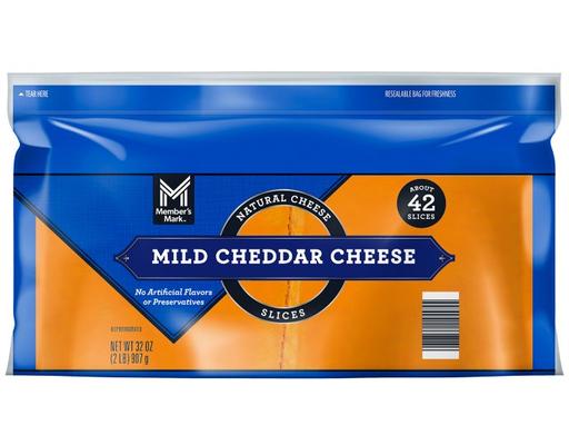 Sliced Mild Cheddar Cheese, 2 lbs. Member's Mark