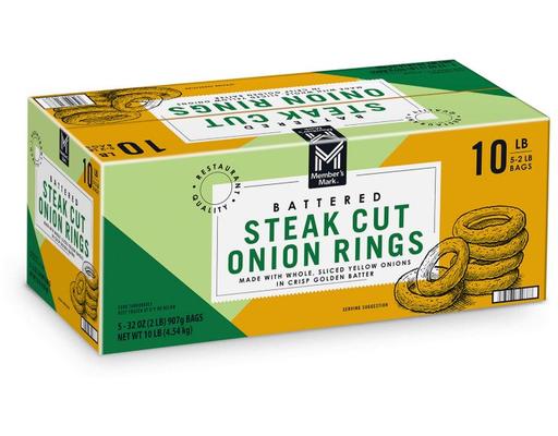 Battered Onion Rings, Frozen, 2 lbs., 5 pack Member's Mark