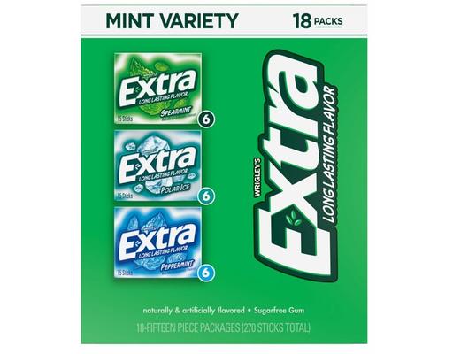 Sugar Free Chewing Gum, Mint Variety Pack, 15 Sticks, 18-Count Extra