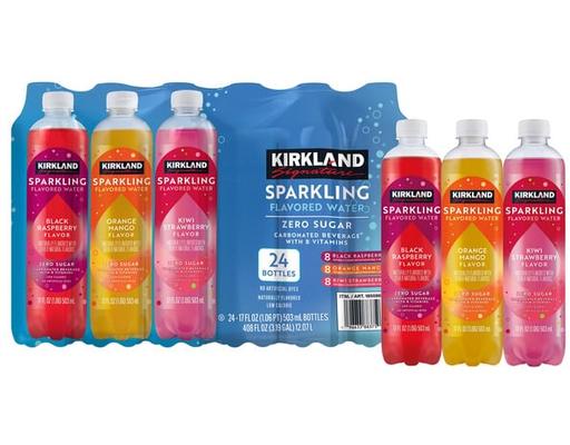Sparkling Flavored Water, Variety Pack, 17 fl oz (24-pk) Kirkland Signature