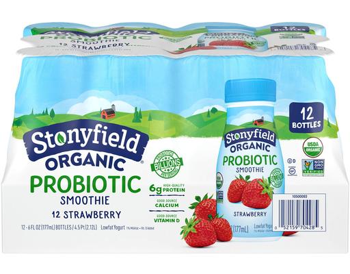 Farm Organic Smoothie Strawberry with Probiotics, 12 pack Stonyfield