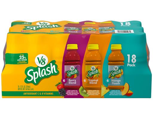 Splash Berry Blend, Tropical Blend and Mango Peach Juice Variety Pack, 12 oz., 18 count V8