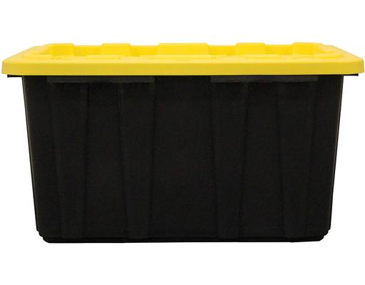 27 Gallon Storage Tote, Strong Box, Black Yellow Berkley Jensen