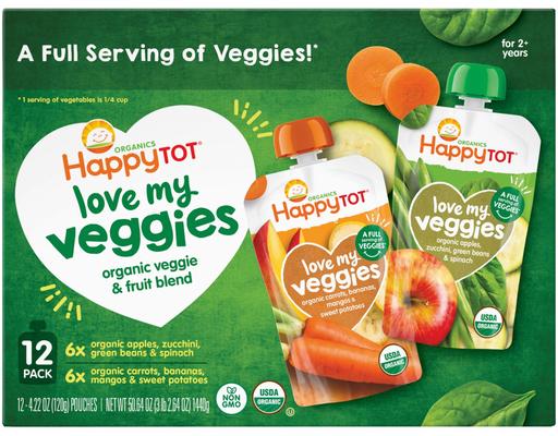 Tot Love My Veggies Variety Pack, 12 count Happy Family Organics