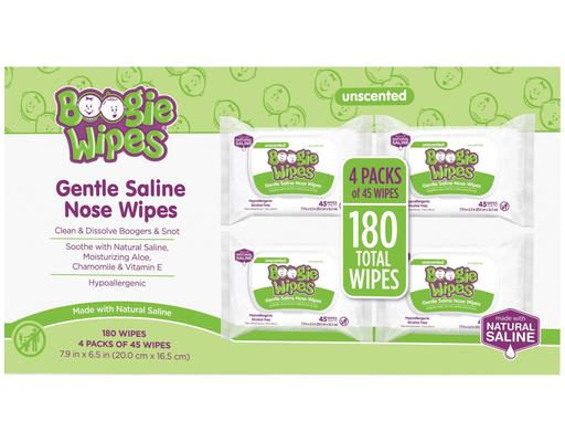 Wipes Unscented Gentle Nose Wipes, 180 count, 4 pack Boogie