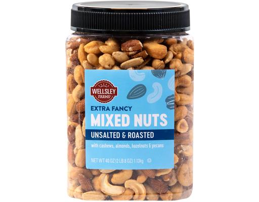 Roasted Unsalted Fancy Mixed Nuts, 40 oz. Wellsley Farms