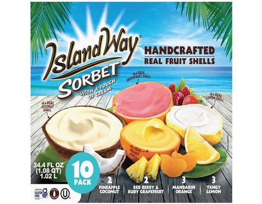 Handcrafted Assorted Fruit Sorbet, Variety Pack, 10 count Island Way