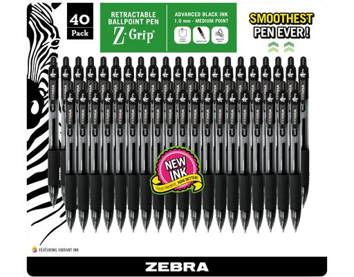 Z-Grip Retractable Ballpoint 1.0mm Black 40 pack Zebra Pen