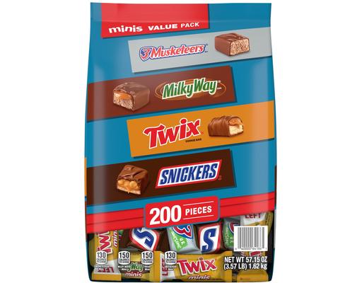 Snickers, Twix & More Minis Chocolate Candy Bars Variety Pack, Bulk Bag, 200 count Mars