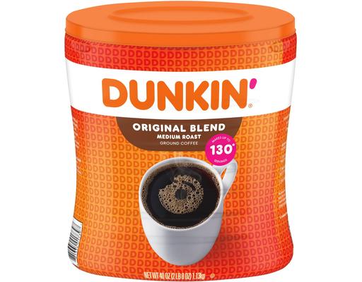 Original Blend Ground Coffee, Medium Roast, Canister, 40 oz. Dunkin'