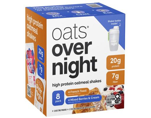 High Protein Oatmeal Shake Variety Pack, 8 pack Oats Overnight