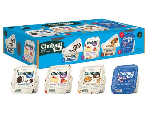 Flip Low-Fat Greek Yogurt Variety Pack, 4.5 oz., 16 count Chobani