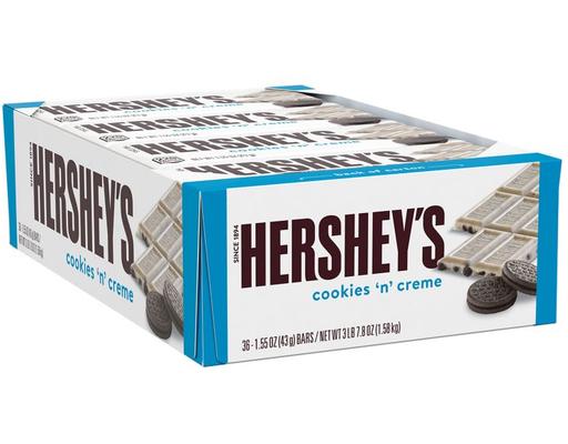 Cookies 'n' Creme Candy Bars, Full Size, 1.55 oz., 36 pack Hershey`s