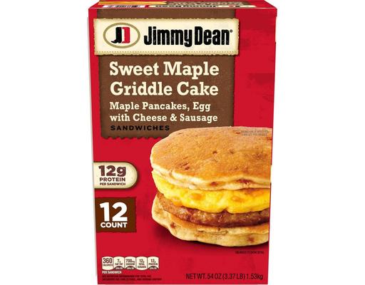 Sweet Maple Griddle Cake Breakfast Sandwich, Frozen, 12 count Jimmy Dean