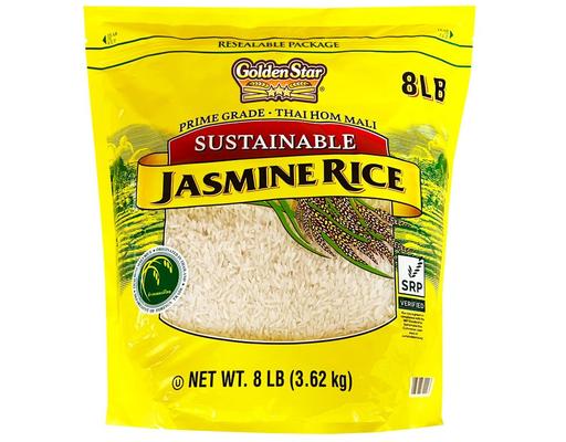 Prime Grade Thai Hom Mali Sustainable Jasmine Rice, 8 lbs. Golden Star