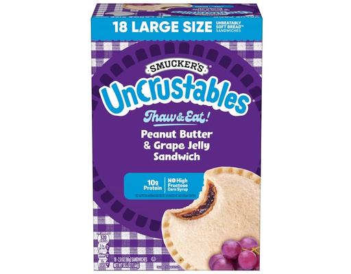 Uncrustables Peanut Butter & Grape Jelly Sandwich, 2.8 oz, 18-count Smucker's