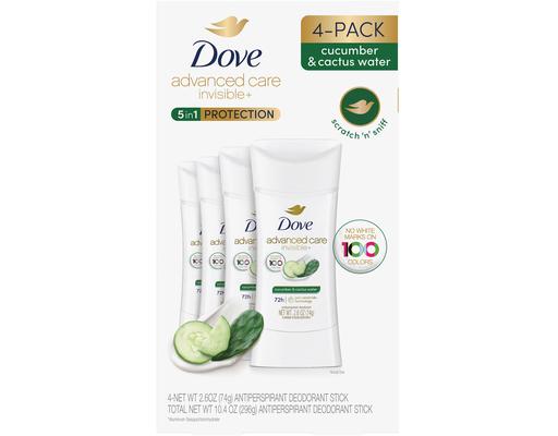Advanced Care Invisible+ Antiperspirant 4 Pack, 2.6 oz Dove