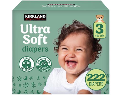 Ultra Soft Diapers Size 3, 222 count Kirkland Signature
