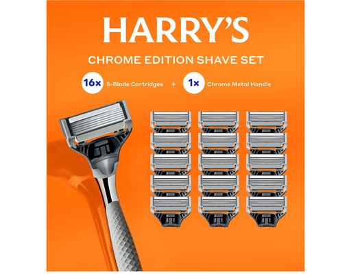 Chrome Edition Razor 1 Handle, 16 Cartridge Harry's