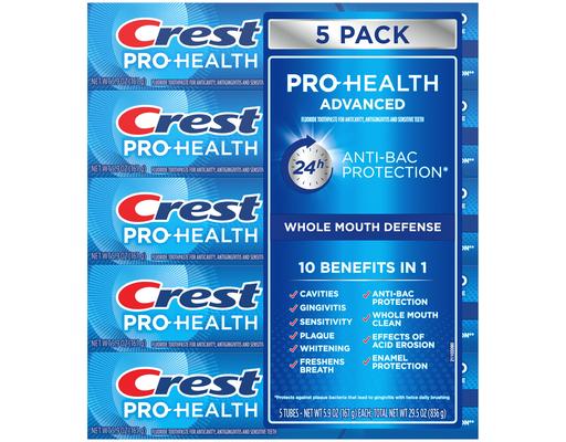 Pro-Health Advanced Toothpaste 5 Pack, 5.9 oz Crest