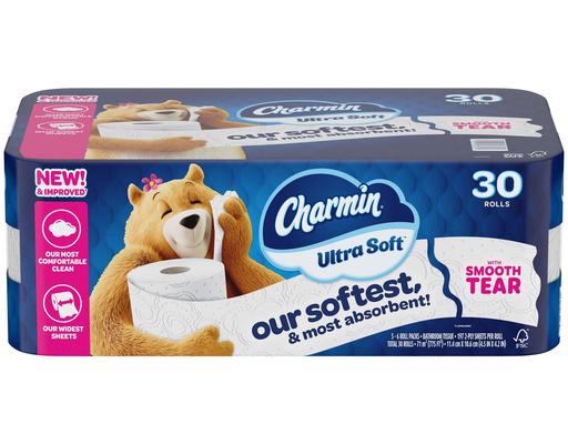 Ultra Soft Bath Tissue, 2 ply, 197 Sheets, 30 rolls Charmin