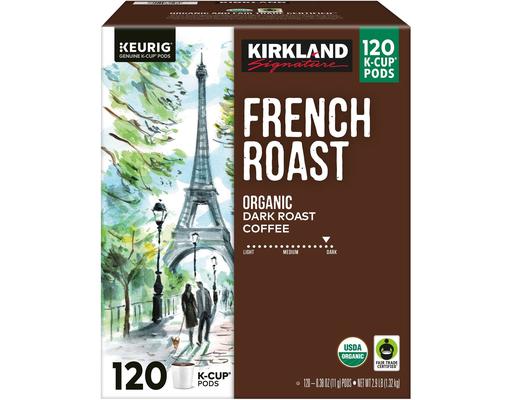 Organic French Roast Coffee K-Cup Pods, 120 count, 45.6 ounce each Kirkland Signature