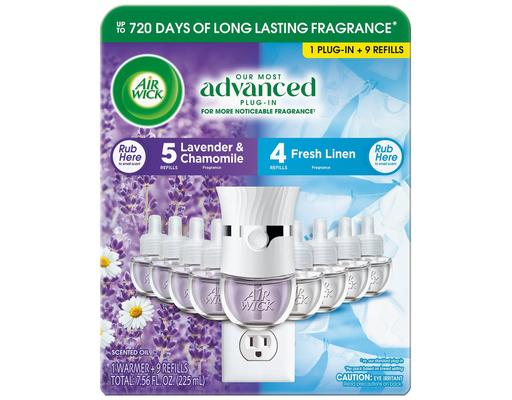 Scented Oils 1 Warmer, Lavender & Chamomile, Fresh Linen, 9 refills, 1 pack Air Wick