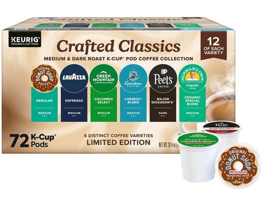 Crafted Classics Medium & Dark Roast K-Cup Pods Variety Pack, 72 count Keurig