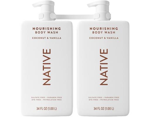 Nourishing Body Wash, Coconut & Vanilla, 2 pack, 34 fl ounce each Native