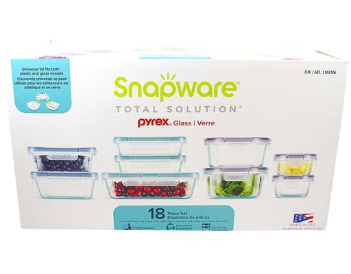 18 Piece Pyrex Glass Food Storage Set Snapware