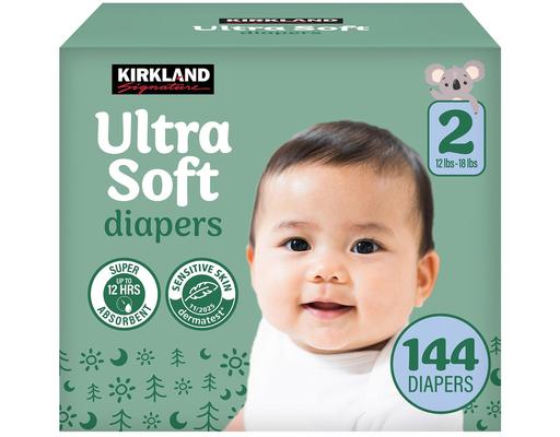 Ultra Soft Diapers Size 2, 144 count Kirkland Signature