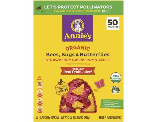 Organic Bees, Bugs, Butterflies Fruit Snacks, 50 Pouches, 0.7 oz Each Annie's