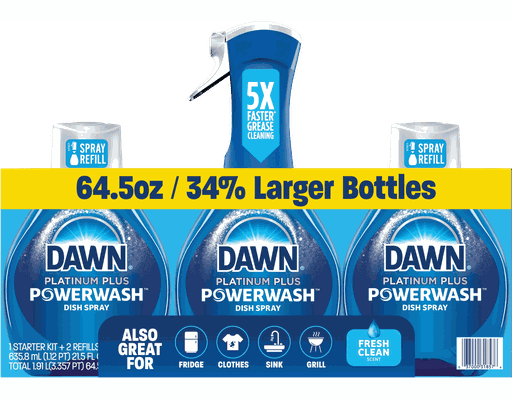 Dawn Platinum PowerWash Dish Spray 21.5 oz + 43 oz Refill Dawn