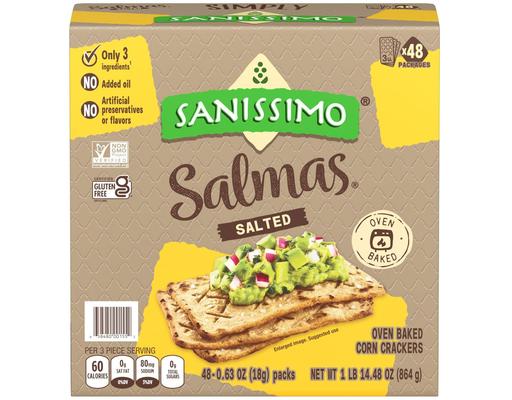 Salmas Oven-baked Corn Crackers, 48 pack, 30.24 oz Sanissimo