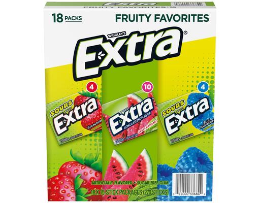 Gum Fruity Favorites Variety Pack, 18 packs Wrigley's Extra