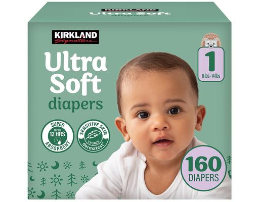 Ultra Soft Diapers, Size 1, 160 count Kirkland Signature