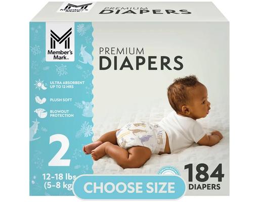 Premium Baby Diapers, Size 2, 184 count Member's Mark