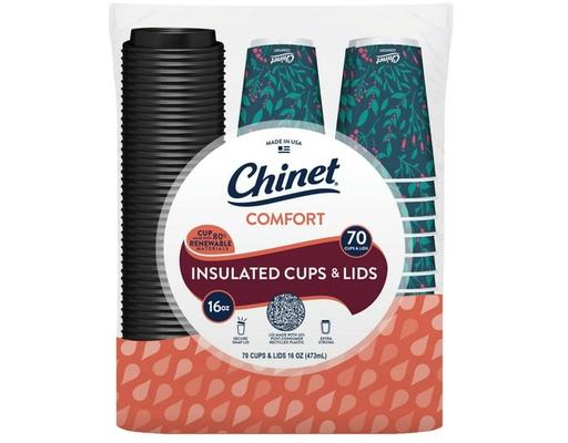 Comfort Hot Cups & Lids, 16 oz, 70 ct Chinet