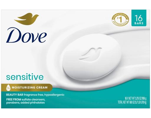 Sensitive Skin Beauty Bar Soap 16 Pack, 3.75 oz Dove