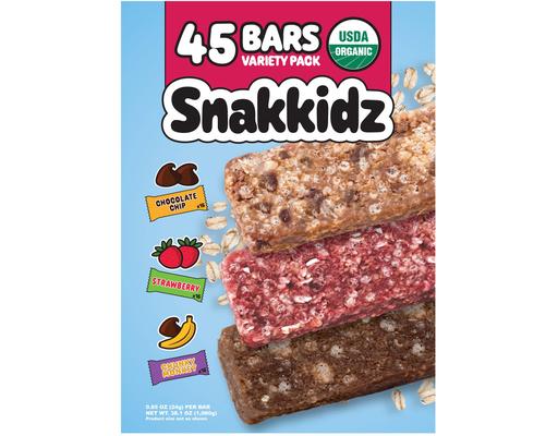 Organic Granola Bars, 45 count Snakkidz