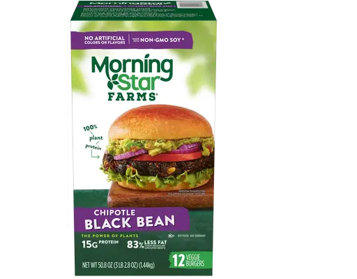 Farms Chipotle Black Bean Burger, 1/4 lb Patty, 12 count MorningStar
