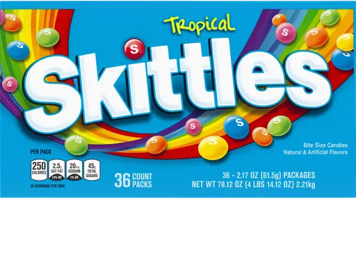 Tropical Full Size Chewy Candy, 2.17 oz, 36 count Skittles