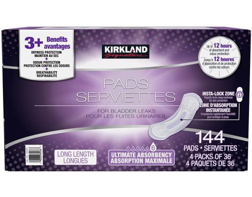 Bladder Control Pads Women, 144 count Kirkland Signature