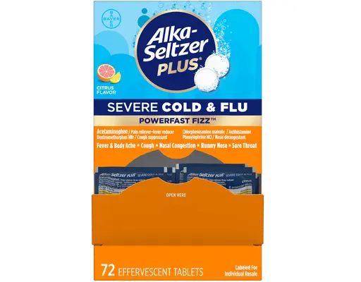 Plus Severe Cold & Flu PowerFast Fizz, Citrus, 2 Tablets per Pouch, 36 count Alka-Seltzer