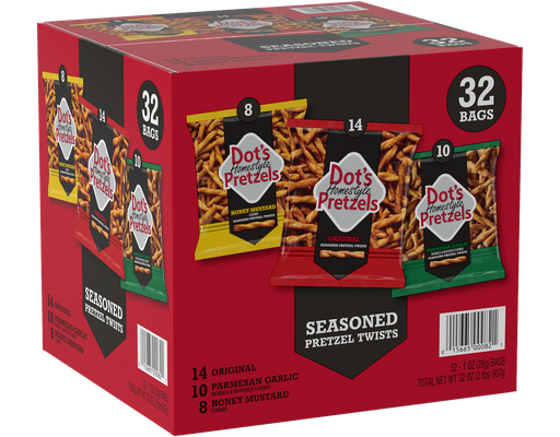 Homestyle Seasoned Pretzel Twists, Variety Pack, 1 oz, 32 count Dot's